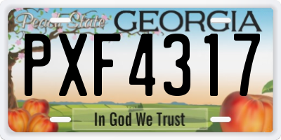 GA license plate PXF4317