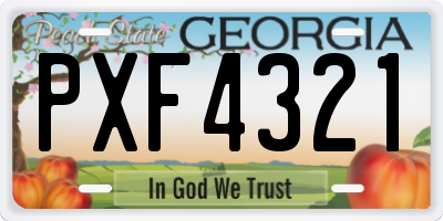 GA license plate PXF4321