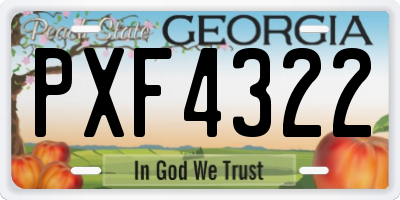 GA license plate PXF4322