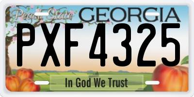GA license plate PXF4325