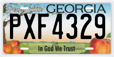 GA license plate PXF4329