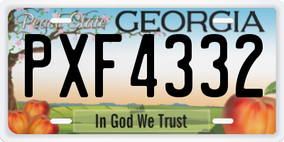 GA license plate PXF4332