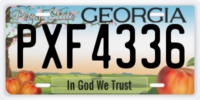 GA license plate PXF4336
