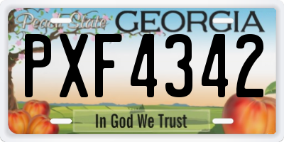GA license plate PXF4342