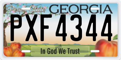 GA license plate PXF4344