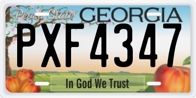 GA license plate PXF4347