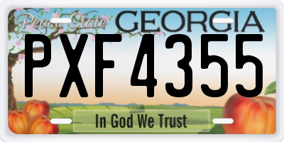 GA license plate PXF4355