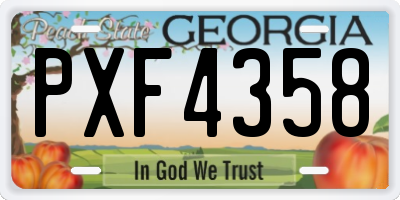GA license plate PXF4358