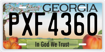 GA license plate PXF4360