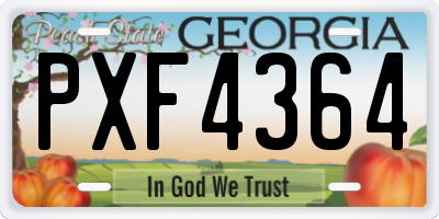 GA license plate PXF4364