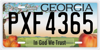 GA license plate PXF4365