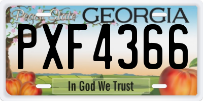GA license plate PXF4366