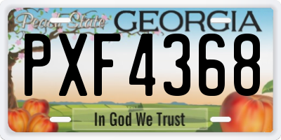 GA license plate PXF4368