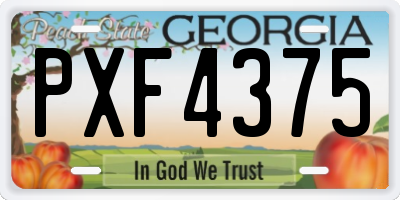 GA license plate PXF4375