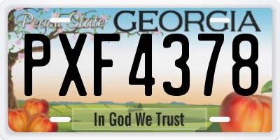 GA license plate PXF4378