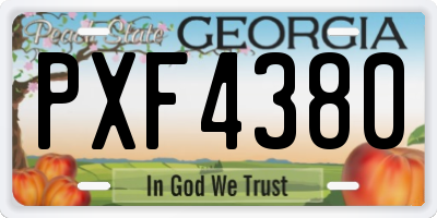 GA license plate PXF4380