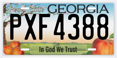 GA license plate PXF4388