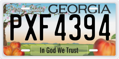 GA license plate PXF4394