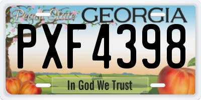 GA license plate PXF4398