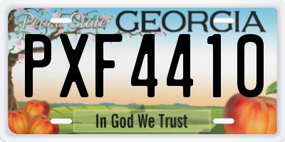 GA license plate PXF4410