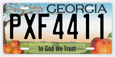 GA license plate PXF4411