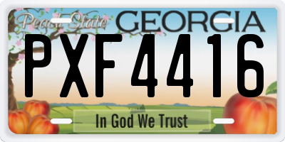 GA license plate PXF4416