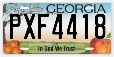GA license plate PXF4418