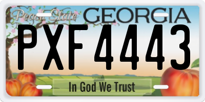 GA license plate PXF4443