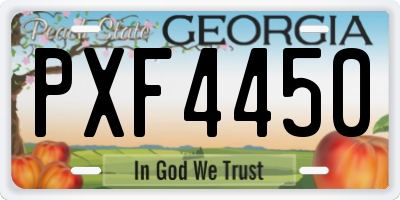 GA license plate PXF4450