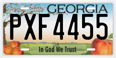 GA license plate PXF4455
