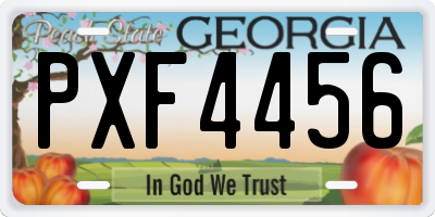 GA license plate PXF4456