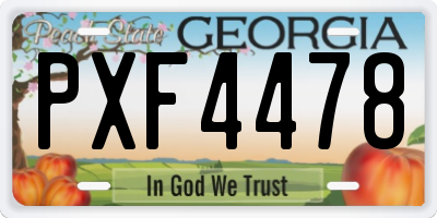 GA license plate PXF4478