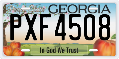 GA license plate PXF4508