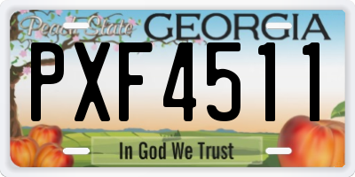 GA license plate PXF4511