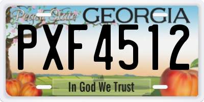 GA license plate PXF4512