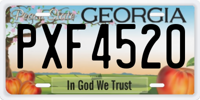 GA license plate PXF4520