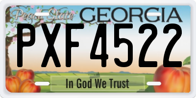 GA license plate PXF4522