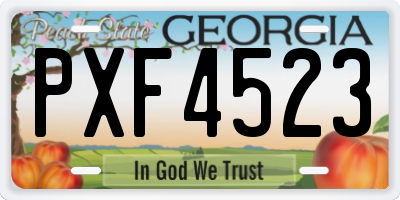 GA license plate PXF4523