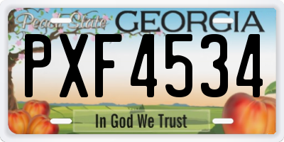 GA license plate PXF4534