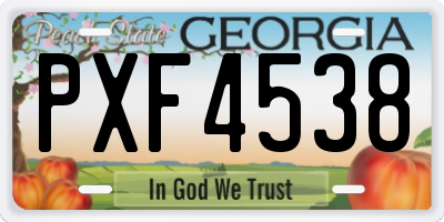 GA license plate PXF4538