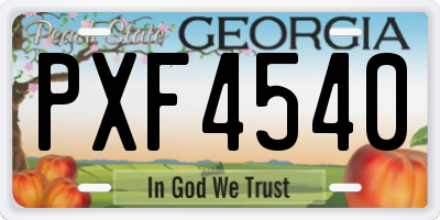 GA license plate PXF4540