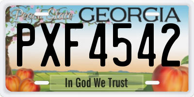 GA license plate PXF4542