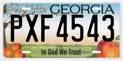 GA license plate PXF4543