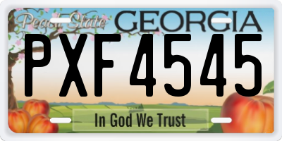 GA license plate PXF4545
