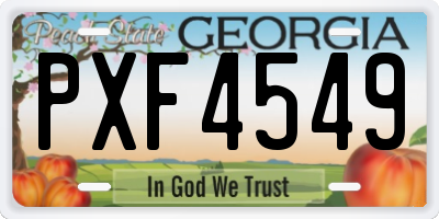 GA license plate PXF4549