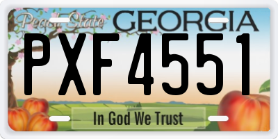 GA license plate PXF4551