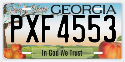 GA license plate PXF4553