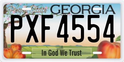 GA license plate PXF4554