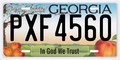 GA license plate PXF4560
