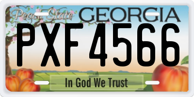GA license plate PXF4566
